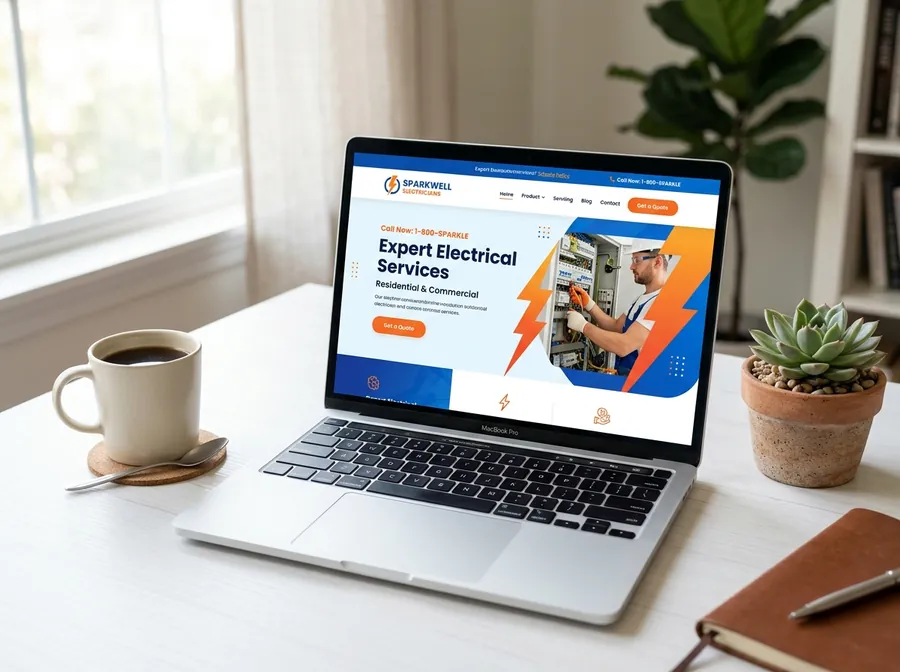 Laptop showing a colorful custom website design