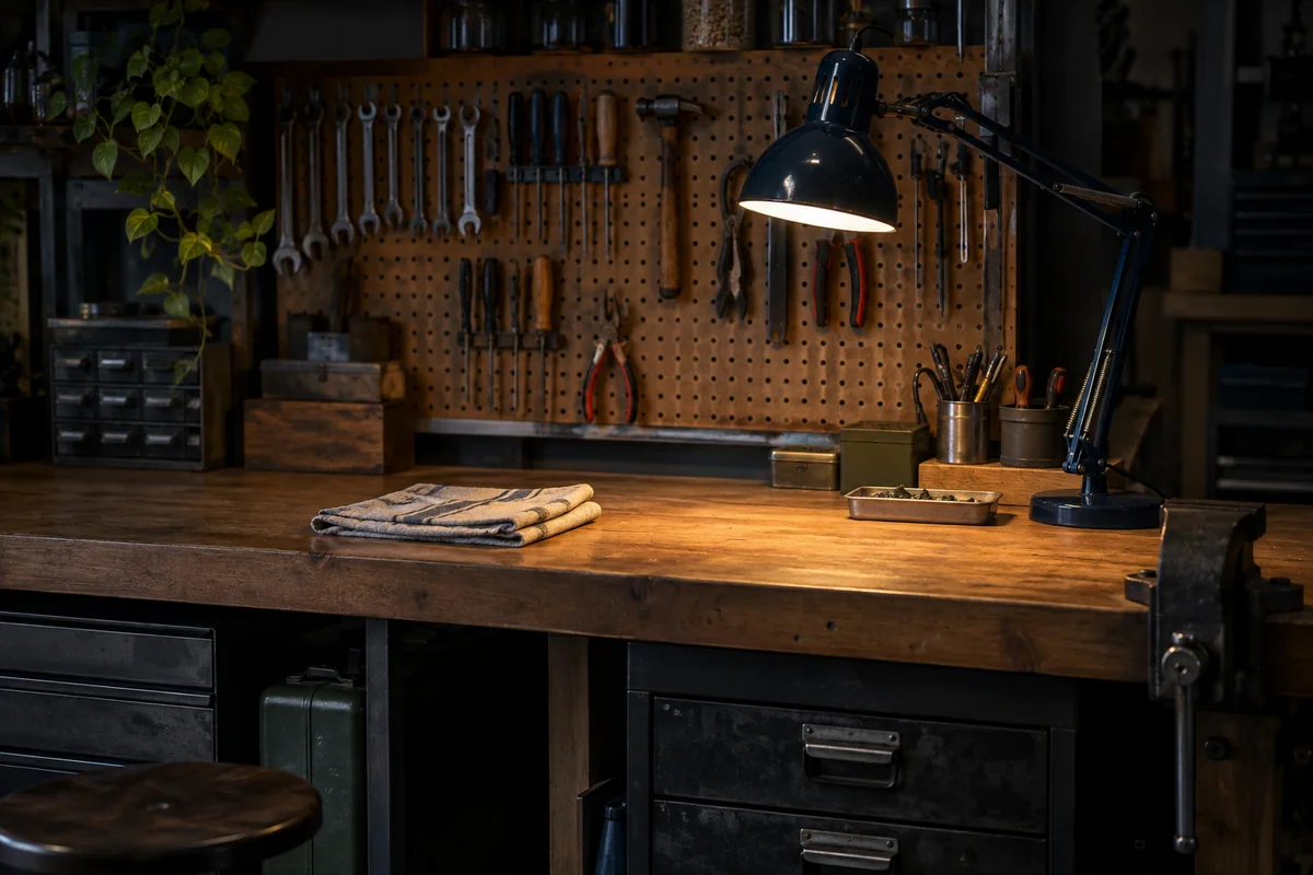 A quiet workshop at the end of the day